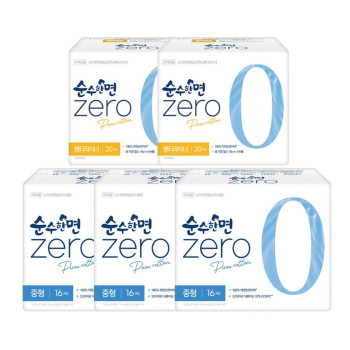 깨끗한나라 순수한면 제로 중형(16P) 3팩 + 팬티라이너(20P) 2팩