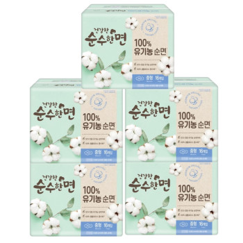 깨끗한나라 건강한 순수한면 유기농 순면 중형(16P) 5팩