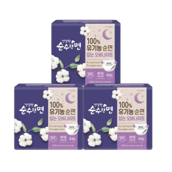 깨끗한나라 건강한 순수한면 입는 오버나이트 중형(4P) x 3팩