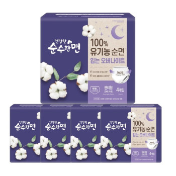 깨끗한나라 건강한 순수한면 입는 오버나이트 대형(4P) x 5팩