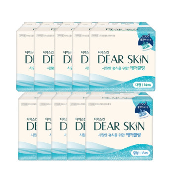 깨끗한나라 디어스킨 에어쿨링 중형(16P) 5팩+ 대형(14P) 5팩