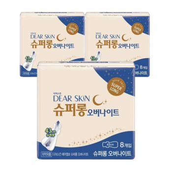 깨끗한나라 디어스킨 에어엠보 슈퍼롱 오버나이트(8P) x 3팩