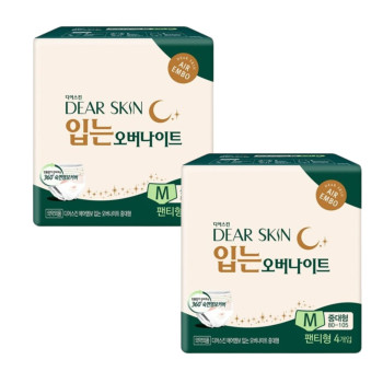 깨끗한나라 디어스킨 에어엠보 입는 오버나이트 중대형(4P) x 2팩