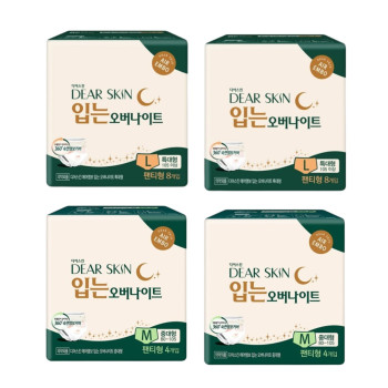 깨끗한나라 디어스킨 에어엠보 입는 오버나이트 특대형(4P) 2팩+중대형(4P) 2팩