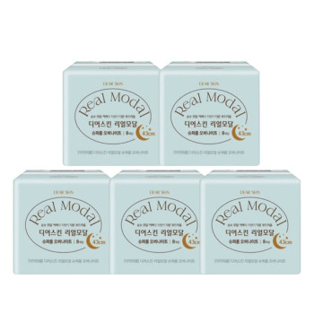 깨끗한나라 디어스킨 리얼모달 슈퍼롱 오버나이트(8P) x 5팩