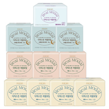 깨끗한나라 디어스킨 리얼모달 중형(16P) 4팩+대형(14P) 3팩+오버나이트(8P) 3팩+팬티라이너(30P) 1팩