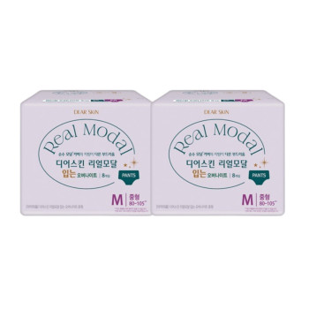 깨끗한나라 디어스킨 리얼모달 입는 오버나이트 중형(8P) x 2팩