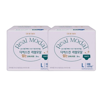 깨끗한나라 디어스킨 리얼모달 입는 오버나이트 대형(8P) x 2팩