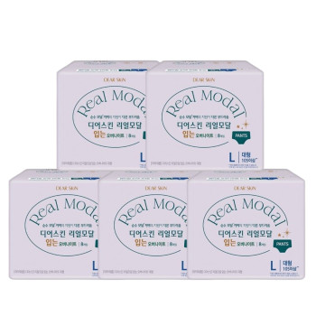 깨끗한나라 디어스킨 리얼모달 입는 오버나이트 대형(8P) x 5팩