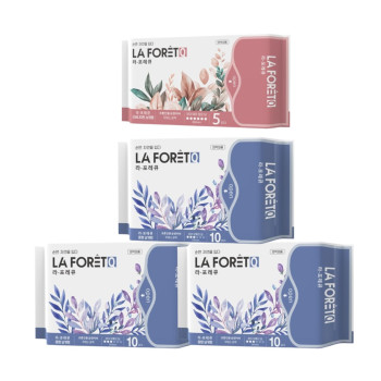 라포레Q 초슬림 순면생리대 중형(10P) 3팩+오버나이트(5P) 1팩