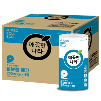 깨끗한나라 에코 점보롤 화장지 250m 4롤 4입(박스)