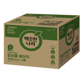 깨끗한나라 2겹 점보롤 베이직 300m 4롤 4입
