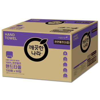 깨끗한나라 천연펄프 핸드타올 2겹 100매 50입 (박스)