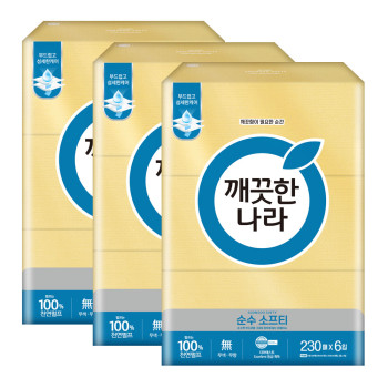 깨끗한나라- 순수 소프티 미용티슈 230매 6입 (3팩,4팩 선택 구성)