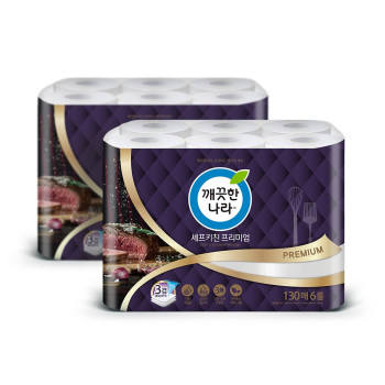 깨끗한나라 - 셰프키친 프리미엄 키친타올 130매 6롤 (2팩, 4팩 선택 구성)