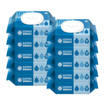 깨끗한나라 합리적인 생활 물티슈 80매 (10팩, 20팩 선택 구성)