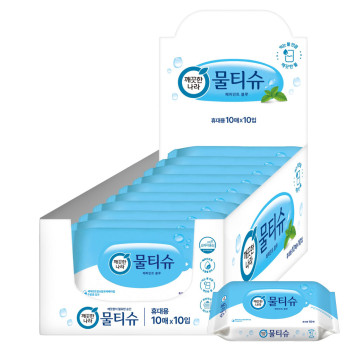 깨끗한나라 휴대용 물티슈 10매  (10팩, 20팩 선택 구성)
