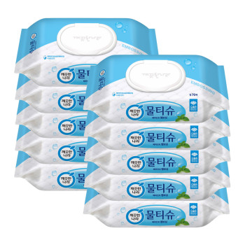 깨끗한나라 - 물티슈 페퍼민트 엠보싱 70매 10팩
