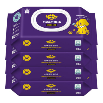 깨끗한나라 포포몽 산책후엔 발티슈 물티슈 80매 (4개, 6개 선택 구성)