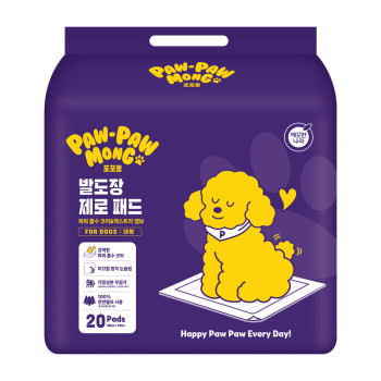 깨끗한나라 포포몽 발도장 제로 배변패드 대형 20매 (1팩,2팩,4팩 선택 구성)