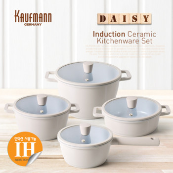 [카우프만] 데이지 인덕션 냄비 4종 세트 (18cm편수+20cm양수+20cm전골+24cm곰솥)