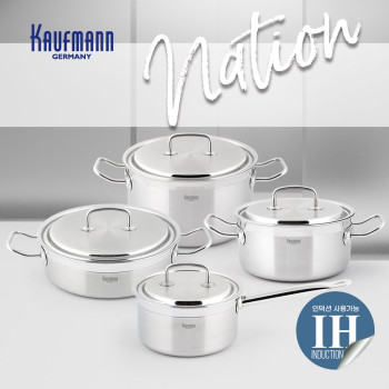 [카우프만] 네이션 3PLY 인덕션 냄비 4종 세트 KN3I-8P