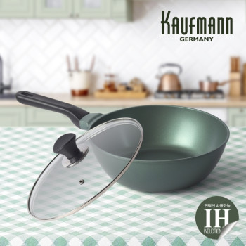 [카우프만] 올리브 인덕션 24cm 궁중팬(+유리뚜껑) 세트 KOIF-24WG