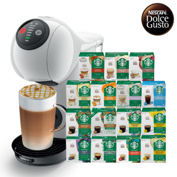 [돌체구스토] 커피머신 지니오S 베이직 화이트+12입 스타벅스 커피캡슐 1박스 (15종 1택)