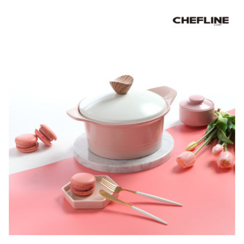 [셰프라인] 마카롱IH 세라믹냄비 20cm 양수 (파스텔 핑크)