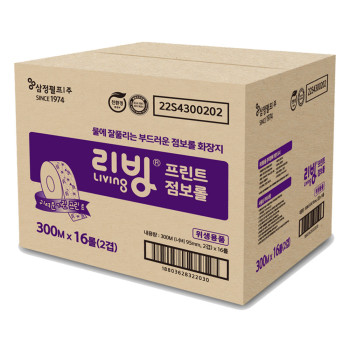 삼정_ 리빙 프린트 점보롤 300m 4롤 4팩 1박스