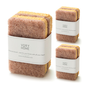 보리홈 사이잘 친환경 셀룰로오스 양면수세미 2p x 3개