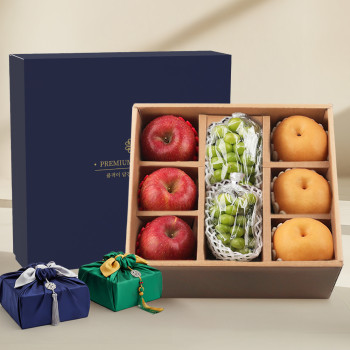 [인기상품] 혼합선물세트 4kg내외(사과3수+배3수+샤인2수)보자기포장