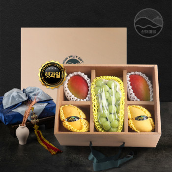 [혼합과일선물] 망고혼합선물세트 2.4kg내외(애플망고2 골드망고2 샤인머스캣1)
