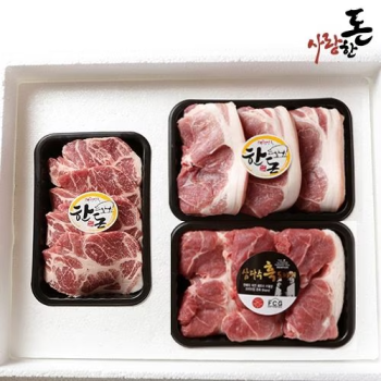 사랑한돈 흑돼지 한돈모듬 구이컷 1.5Kg (제주흑전지 500g+제주목살 1Kg) +부직포가방 포함