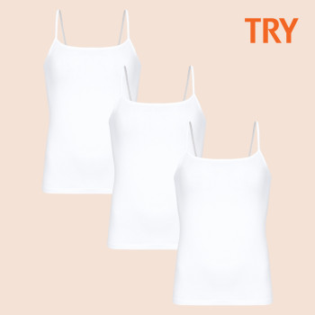 트라이 여성 퓨어코튼 끈나시 케미솔 여자 런닝 3종 세트 면100% 끈런닝 메리야스 런닝