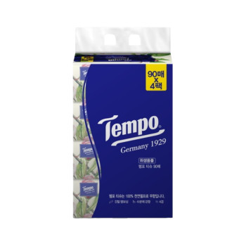 템포 소프트팩 4겹 천연펄프 미용티슈 90매 4입  (1팩,2팩,3팩,4팩,5팩 선택 구성)