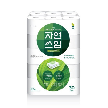 자연쓰임 천연펄프 화장지 그린 3겹 27m 30롤 (1팩,2팩,3팩 선택 구성)