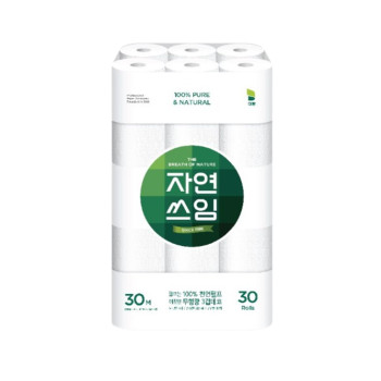 자연쓰임 천연펄프 화장지 그린 3겹 30m 30롤 광폭 106mm (1팩,2팩 선택 구성)