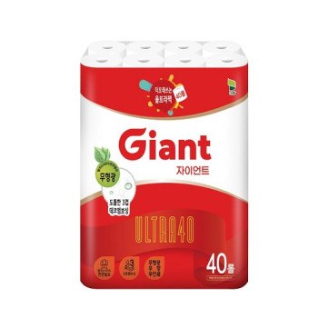 자이언트 울트라 40 천연펄프 대용량 40롤 화장지 (1팩,2팩 선택 구성)