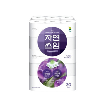 자연쓰임 퍼플 무형광 화장지 3겹 25m 30롤 (1팩,2팩,3팩 선택 구성)