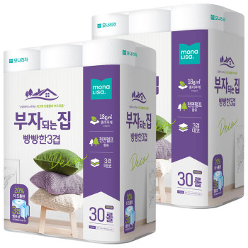 모나리자 부자되는집 빵빵한3겹 30m 30롤 2팩