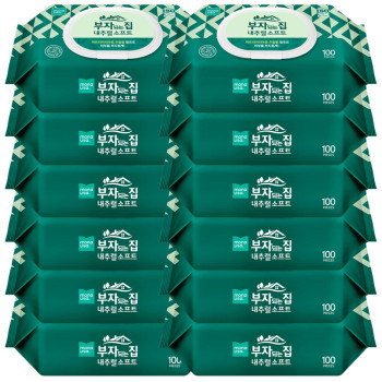 모나리자 부자되는집 내추럴 소프트 물티슈 캡형 100매 x 12팩