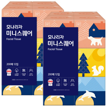 모나리자 미니스퀘어 미용티슈 200매 12입 x 2팩
