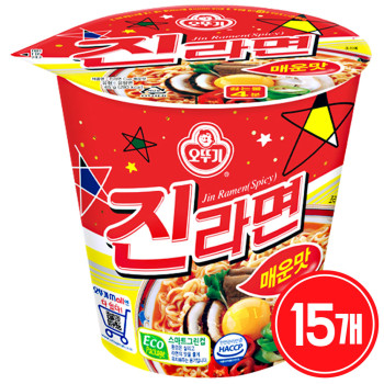 오뚜기 진라면 매운맛 소컵 65g 15개