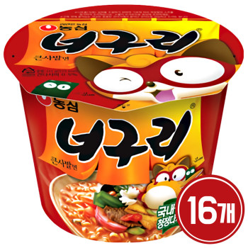 농심 너구리 큰사발 얼큰한맛 111g 16개