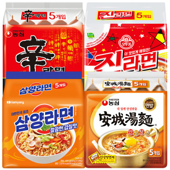 봉지) 신라면5+진라면매운맛5+삼양라면5+안성탕면5
