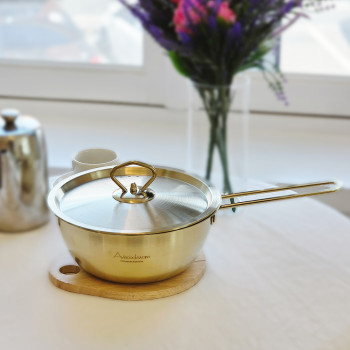 [아비스] 티타늄코팅 스텐 편수냄비 16cm