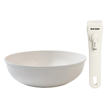 [알루아트] 매직그립 테라조 웍2P세트_인덕션겸용 (멀티핸들, 웍, 궁중팬)