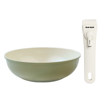 [알루아트] 매직그립 매트그린 웍2P세트_인덕션겸용 (멀티핸들, 웍, 궁중팬)