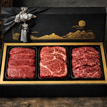 [오마켓] 국내산 소고기 프리미엄 모둠구이 1.2kg 선물세트 (꽃등심+채끝+특수부위)